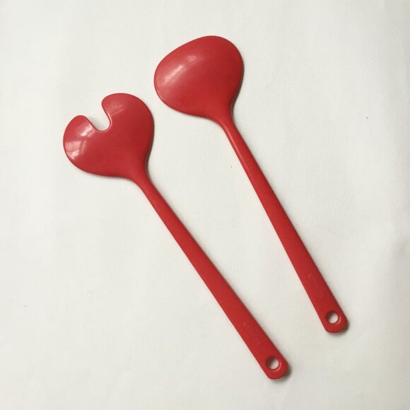 Rosti Mepal Red Melamine Plastic Salad Servers Serving Utensils - Picture 3 of 7